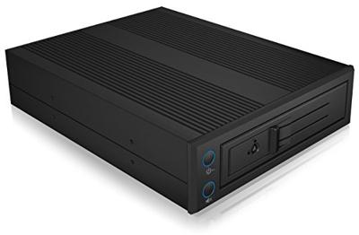ICY BOX IB-176SSK-B EasySwap Harde schijf wisselframe voor 1x 3,5 inch HDD in 1x 5,25 inch inbouwsleuf, SATA III, ventilator, aluminium, zwart