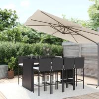 9-delige Tuinbarset met kussens poly rattan zwart - thumbnail