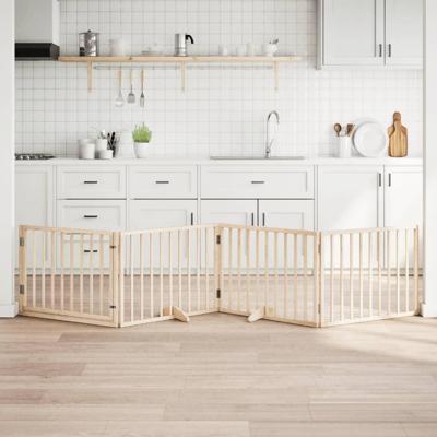 Hondenhek inklapbaar met deur 4 panelen 320 cm populierenhout