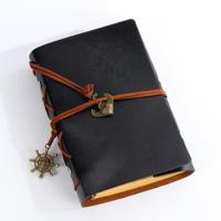 P697 Creative Corsair anker briefpapier Kladblok kantoorbenodigdheden school cute retro spiraal notebook dagboek boek (zwart) - thumbnail