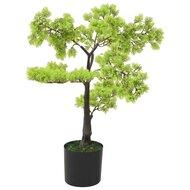 Kunstplant met pot cipres bonsai 60 cm groen - thumbnail