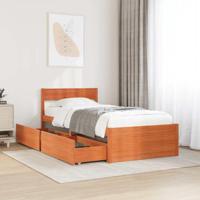 Bedframe zonder matras massief grenenhout wasbruin 100x200 cm - thumbnail