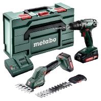 Metabo Combo Set BS 18 accuboormachine en SGS 18 LTX Q buxus- en grasschaar, 18 Volt, 2X2AH Li-Ion - 685186000