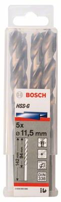 Bosch Accessories 2608595080 2608595080 HSS Metaal-spiraalboor 11.5 mm Gezamenlijke lengte 142 mm Geslepen DIN 338 Cilinderschacht 5 stuk(s) Bosch Accessories 2608595080 2608595080 HSS Metaal-spiraalboor 11.5 mm Gezamenlijke lengte 142 mm Geslepen DIN 338 Cilinderschacht 5 stuk(s)