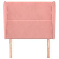 Hoofdbord met randen 93x23x118/128 cm fluweel roze - thumbnail