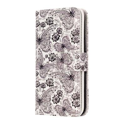 iPhone 7 & 8 horizontaal Zwart wit vlinders patroon PU leren Flip Hoesje met houder en opbergruimte voor veel pinpassen & geld