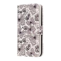 iPhone 7 & 8 horizontaal Zwart wit vlinders patroon PU leren Flip Hoesje met houder en opbergruimte voor veel pinpassen & geld - thumbnail