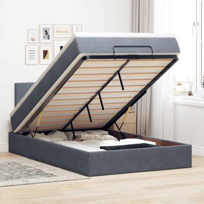 Ottoman bed met matras 90x190cm fluweel donkergrijs