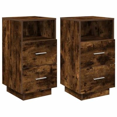 Nachtkastjes 2 st met 2 lades 36x36x68 cm gerookt eikenkleurig Nachtkastjes 2 st met 2 lades 36x36x68 cm gerookt eikenkleurig