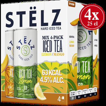 Stelz Hard Iced Tea Lemon & Mango 4x250ML bij Jumbo