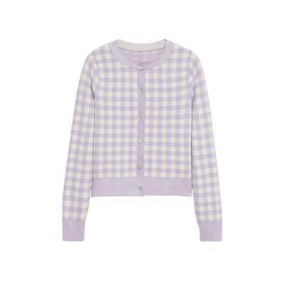 Mango geruit gebreid vest lila Mango geruit gebreid vest lila