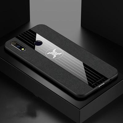 Voor OPPO Realme X lite XINLI stiksels doek Textue schokbestendige TPU beschermhoes (zwart)