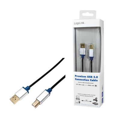 LogiLink BUAB220 USB-kabel USB 2.0 USB-A stekker, USB-B stekker 2.00 m Zwart