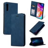 Retro huid voelen Business magnetische horizontale Flip lederen case voor Samsung Galaxy A70 (marineblauw) - thumbnail
