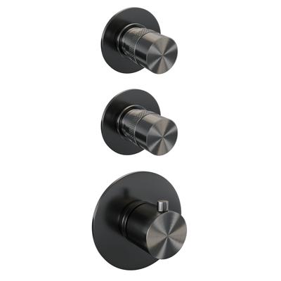 BRAUER Gunmetal Edition thermostatische inbouw regendouche SET 23 met 20 cm douchekop en plafondarm en 3-standen handdouche en doucheslang en geïntegreerde glijstang gunmetal geborsteld PVD