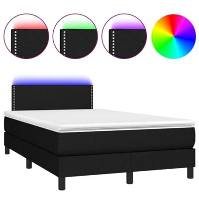 Boxspring met matras en LED stof zwart 120x190 cm