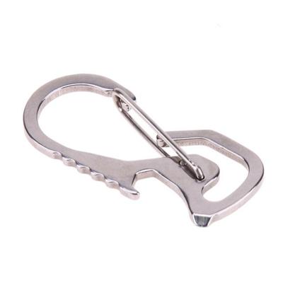 Outdoor tools karabijnhaak hex driver flesopener sleutelhanger ring klimmen accessoires (zilver)
