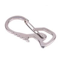 Outdoor tools karabijnhaak hex driver flesopener sleutelhanger ring klimmen accessoires (zilver) - thumbnail