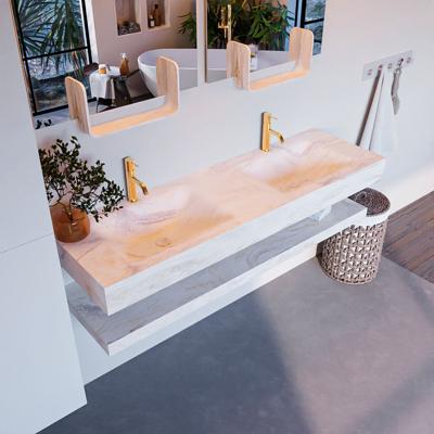 MONDIAZ ALAN-DLUX 150cm planchet Ostra. Vrijhangende wastafel CLOUD dubbel 2 kraangaten, kleur Ostra. MONDIAZ ALAN-DLUX 150cm planchet Ostra. Vrijhangende wastafel CLOUD dubbel 2 kraangaten, kleur Ostra.