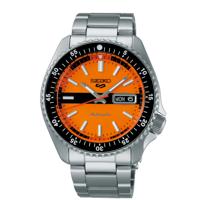 Seiko SRPK11K1 5 Sports Horloge Automaat staal zilverkleurig-oranje 42,5 mm - thumbnail