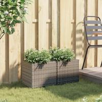 Plantenbakken 2 st 36x30x32 cm poly rattan grijs - thumbnail