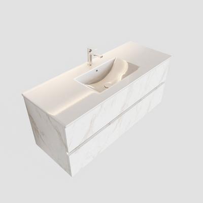 Badkamermeubel BWS Madrid Carrara Mat 120 cm Keramische Wastafel (1 kraangat, 2 lades) Badkamermeubel BWS Madrid Carrara Mat 120 cm Keramische Wastafel (1 kraangat, 2 lades)