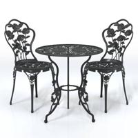 3-delige Bistroset gietaluminium zwart - thumbnail