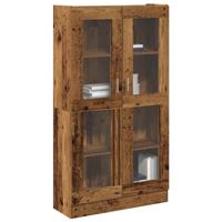 Hoge kast 82,5x30,5x150 cm bewerkt hout oud houtkleurig - thumbnail