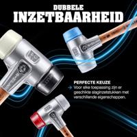 Halder Kunststofhamer | lengte 405 mm hoofd-d. 60 mm | hout | superplastic wit/TPE-soft blauw | 1 stuk - 3117.060 3117.060 - thumbnail