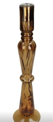 Candle Stick Leopard Glass Brown 8.9x8.9x37cm Kersten - Kersten