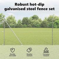 VidaXL Afrasteringspaal zilver 10 x 1,5 m (36 mm gaas) staal - thumbnail