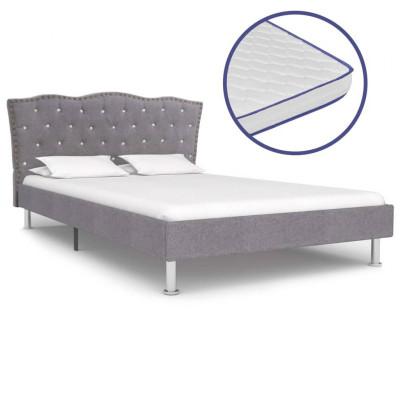 vidaXL Bed met traagschuim matras stof lichtgrijs 140x200 cm