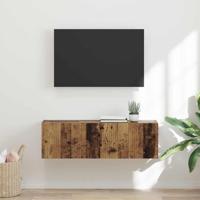 TV Wandkast Oud Hout 60 x 31 x 29.5 cm Bewerkt hout - thumbnail