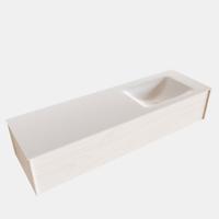 Badkamermeubel BWS Madrid Wit 150x45x30 cm Mat Witte Solid Surface Wastafel Rechts (0 kraangaten) - thumbnail