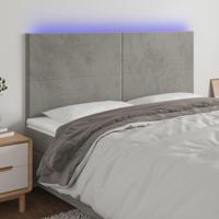 Hoofdbord LED 200x5x118/128 cm fluweel lichtgrijs - thumbnail