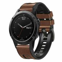 By Qubix - leer + siliconen bandje - Bruin - Compatible met Garmin Instinct 3 / Instinct E - 45mm - Compatible Garmin bandje - Bandbreedte: 22mm - thumbnail