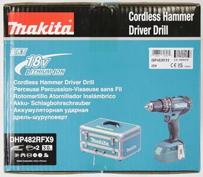 Makita DHP482RFX9 Accu klop-/schroefboormachine 18V 3.0Ah in aluminium koffer + accessoireset - thumbnail