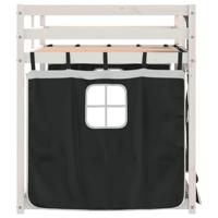 Stapelbed met gordijnen 90x190 cm grenenhout wit en zwart - thumbnail