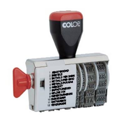 Colop tekststempel met datum woorden: beantwoord, besteld, betaald per bank, betaald per giro, betaald... Colop tekststempel met datum woorden: beantwoord, besteld, betaald per bank, betaald per giro, betaald...