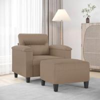 Fauteuil met voetenbank 60 cm kunstleer cappuccinokleurig - thumbnail