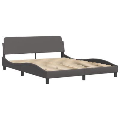 Bed met matras kunstleer grijs 180x200 cm - thumbnail