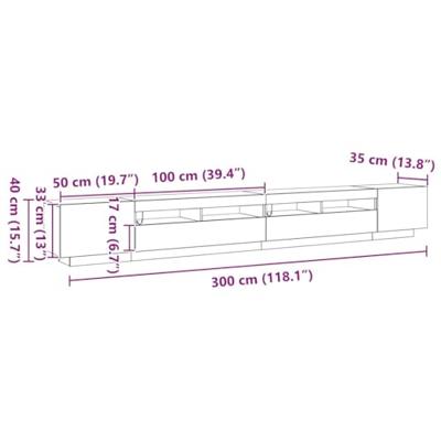 TV-meubel met LED-verlichting Zwart Eiken 300x35x40 cm Geengineerd Hout