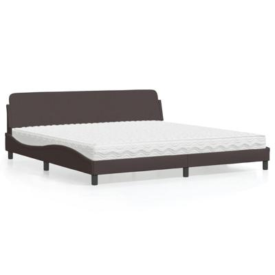 Bed met matras "Dover" stof donkerbruin 200x200 cm
