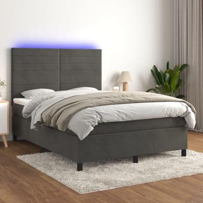 Boxspring met matras en LED fluweel donkergrijs 140x190 cm