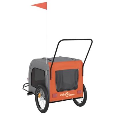 VidaXL Hondenfietstrailer oxford stof en ijzer oranje en grijs - thumbnail
