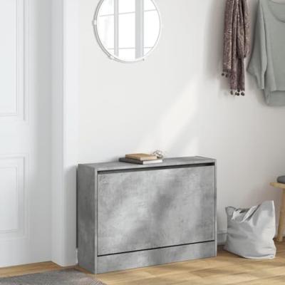 VidaXL Schoenenkast 80x21x57 cm bewerkt hout betongrijs VidaXL Schoenenkast 80x21x57 cm bewerkt hout betongrijs