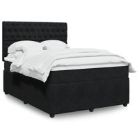 Boxspring met matras fluweel zwart 140x190 cm - thumbnail