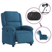 Fauteuil elektrisch verstelbaar fluweel blauw - thumbnail