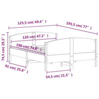 Bedframe zonder matras massief grenenhout wasbruin 120x190 cm - thumbnail