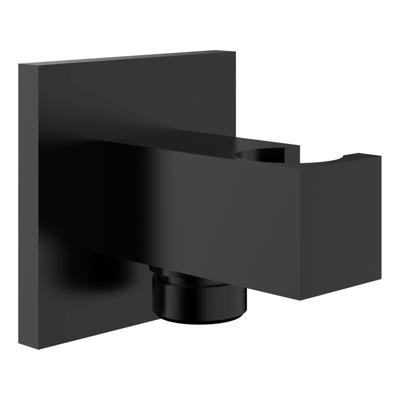 Wiesbaden Wandaansluitbocht met handdouchehouder vierkant 1/2" mat zwart Wiesbaden Wandaansluitbocht met handdouchehouder vierkant 1/2" mat zwart